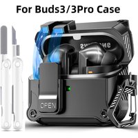 For Samsung Galaxy Buds 3 Pro Case New Security Lock Protective Case with Cleaning kit Keychain Shockproof for Galaxy Buds 3 Pro