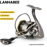 LANHABEE Spinning Reel Long-distance Casting Lure Full Electroplating Fishing Reel Lightweight wire shell All Water Universal