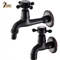 ZGRK Brass Black Outside Tap Washing Machine Bibcock Decorative Outdoor Garden Basin Wall Mount Small Single Cold Water Faucet