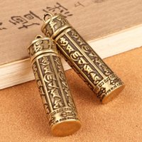 Brass Cylinder Pendant Keychain Hanging Jewelry Pill Box Medicine Container