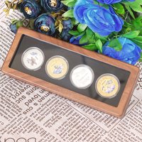 4 in One Black Walnut Wooden Coin Box Multi-coin Packaging Storage Gift Box Commemorative Coin Wooden Boxes