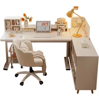 Desk Student Household Computer Desk Desktop Bedroom Table L-shaped Study Writing Table with Bookshelf Table
