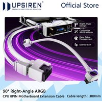 UPSIREN CPU 8PIN Motherboard Extension Cable, ARGB PC Cable with 5V 3Pin,18AWG 90° Right-Angle Design,Male-to-Female Connectors