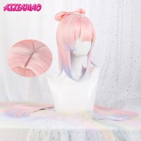 Impact Kokomi Cosplay Wig Pink Mixed Blue Wig Cosplay Anime Cosplay Wigs Heat Resistant Synthetic Wigs +Wig Cap