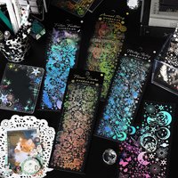 3PCS Star River Collection Series Decorative Stickers Vintage Feather Flower Scrapbooking Material Label Diary Journal Planner