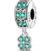 925 Sterling Silver Charms Bead CZ Zircon Infinite Lucky Four-leaf Clovers Dangle Fit Original Bracelet DIY Women Jewelry
