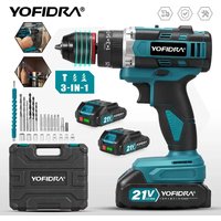 YOFIDRA 3IN1 Elektrische Schlagbohrmaschine 25 + 3 Drehmoment Handheld Akku-Schlagbohrmaschine Holzbearbeitung Elektrowerkzeug Für Makita 21V Batterie Pin
