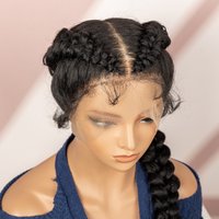 Perruques tressées en cornrows pour femmes, sans nœuds, 30 pouces, perruque synthétique avec tresses en cornrows, avec baby hair, queue de cheval, perruque transparente en dentelle complète.