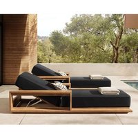 Garden Sunbed Modern Rattan Rope Sun Bed Teak Wood Pool Lounge Chair Aluminium Sun Lounger Outdoor Double Teak Wood Day Bed