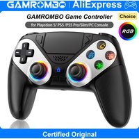 GAMROMBO Game Controller for PS5/Playstion 5 Pro/Slim/PC Gamepads Wireless RGB Dual Vibration Marco/Turbo Funcs 3.5mm Audio Jack