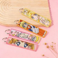 Anime Keychain Cat Cute Embroidered Key Tag for Backpacks Car Keys Kawaii Manga Accessory for Fans Cosplay Gifts