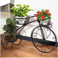 3-Tier Bicycle Plant Stand Wrought Iron Tricycle Planter Home Garden Patio Decor Flower Pots Shelf Indoor Outdoor