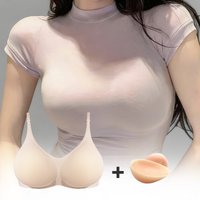 LERVANLA Silicone Breast 2-in-1 Form Women Breast Magnify Enhancement Wireless Mastectomy Bra with Pockets for Prosthesis