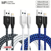 LAIHONEN USB Cable For iPhone 5 6 7 8 Plus X XS XR 11 12 13 14 Pro Max SE 1m 2m 3m Long Short iOS Data Charger Cord Fast Charge