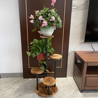 6-Tier Plant Stand Corner Pot Holder Wood Display Shelf Storage Bracket (Black)