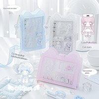 RosyPosy Pumpum Cat Ear A6 Loose Leaf Journal Notebook Pink Polka Dot Transparent Korean Style Cute For Young Women Planner