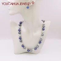 8/10/12mm 3Color Shell Pearl Round Bead Necklace/Stud Earrings Hook Set,18inch,Crown Clasp,Jewelry Making Design Gifts for Women