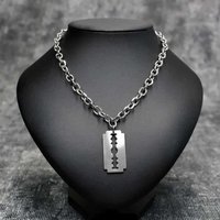 Personality Gothic Sliver Color Razor Blade-shaped Pendant Necklace for Women Fashion Rock Street Music Festival Jewelry Gifts