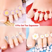 8Pcs Cute Soft Silicone Toe Separators Nail Polish Application Set Easy Toe Spacers for Pedicure Foot Care Accessory
