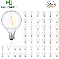 50PCS Vintage E12 Plastic LED Bulbs G40 1W String Lights Replacement Bulbs 110V 220V Shatterproof Replace 10W Incandescent Bulbs