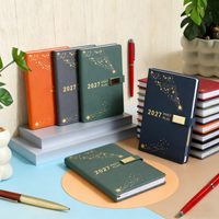 2027 Starlight Yearly Planner with Magnetic Buckle Leather Notebook, 365-Day Diary, Thick English Pages, Office and School Stati