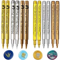 6Pcs Brush Metallic Paint Marker Pens Gold Silver Color Permanent Art Marker For Manga Crafts Scrapbooking Stationery Supplies