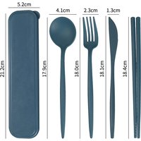 4Pcs/Set Reusable Chopstick Fork Knife Spoon Tableware Set Portable Utensils With Box Healthy Eco-Friendly Wheat Straw Cutlery