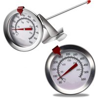 LMETJMA 20 30 40cm Deep Fry Thermometer with Instant Read Dial Thermometer Stainless Steel Stem Meat Cooking Thermometer JT123