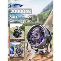 6 in 1 Portable Outdoor Camping Fan 20000mAh Rechargeable Wireless Tent Ceiling Fan 4 Speed Adjustment LED Lighting Power Bank