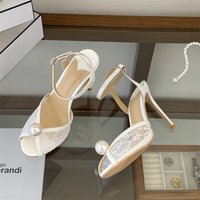Eilyken Fashion CRYSTAl Breathable Mesh Peep Toe Women Sandals Sexy Thin High Heels Buckle Strap Banquet Prom Shoes