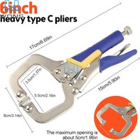 5/6Inch C Clamp Weld Clip Fix Plier Locator Woodwork Fix Plier Pincer Tong Tenon Grip Vise Swivel Pad Locator Alloy Hand Tools