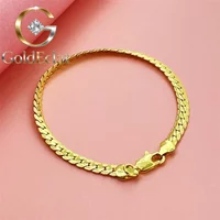 GoldEclat Luxury 24K 9999 Pure Gold real gold Men's and Women's Flat Snake Bone Bracelet 5mm Bracelet