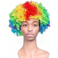 Colorful Clown Wig Afro Curly Synthetic Cosplay for Men Women Mardi Gras Christmas Party Wig Red Green Yellow Blue Wig Clown