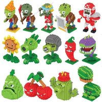 Plants VS Zombies Blocks Small Cartoon Mini Building Block Peashooter SunFlower Chomper Assemble Action Model Doll Toy for Kids