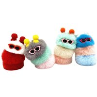 Cute Caterpillar Charms Keychain Colorful Cartoon Plush Toy Key Ring Children Toy Gift Women Handbag Ornaments Decor Gifts