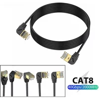 0.5M Cat8 Ethernet Cable Cord SFTP 40Gbps 2000MHz Cat 8 RJ45 Network Lan 90 Degree Left Right Up Down Angle Internet Cable 2M