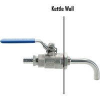 Brew True Weldless Ball Valve Assembly with Ez Pick-up Tube Stainless Steel 304 Press Fit Dip Tube 13/16" Hole Needed 1/2"NPT