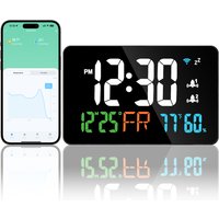 Tuya WiFi Desktop Clock Calendar Temperature and Humidity Meter Digital LED Display Auto-Calibration Real-time Hygrothermograph