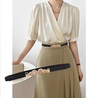 Mode Frauen PU Schwarz rot Taille Band Dünne Elastische Taille Gürtel Kleid Bekleidung Zubehör Heißer Verkauf
