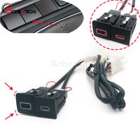 Red LED Quick Car Charger Socket 12V/24V Dual QC3.0 USB Charging Outlet Power Adapter Type C PD Fit for VW Golf 5 6
