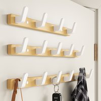 35/45/55cm Walnut Wall Coat Rack Rustic Thicken Clothes Hanger With 4/5/6 Metal Hooks for Bedroom Office Entryway Hallway