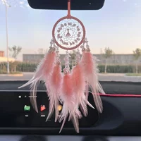 Dream Catcher Car Pendant for Girls Feather Crystal Mirror Hanging Pendant Home Decor Lucky Car Ornament Interior Accessories