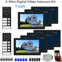 2-4 Unit Home 2 Wire 7inch Touch Video Intercom for Apartments Residential Video Door Phone System with RFID Card APP Unlock