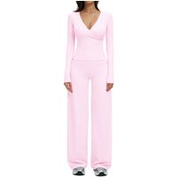 2PCS Yoga Set Women's Gym Clothes Sports Outfits Women Sportswear Fitness Suits Workout Long Sleeved Flared Pants Tracksuit