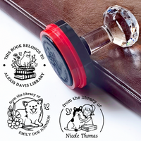 Customized ink stamps, custom self inking book stamp cute cat ,puppy designs, flower designs, customized from THE LIBRARY OF