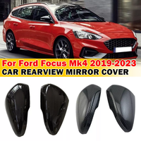 For Ford Focus MK4 2019-2023 LHD Rearview Side Mirror Cover Wing Cap Replacement Exterior Door Rear View Case Trim Carbon Fiber