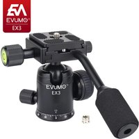 EVUMO Tripod Ball Head Handle 360° Rotating Panoramic Ballhead with Q.R Plate for Tripod DSLR Camcorder Telescope Max Load 10kg