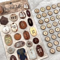JIANQI 2 sheets Vintage Object Label Sticker 3D stickers DIY Scrapbooking Journal Collage Diary Album Happy Plan Decoration