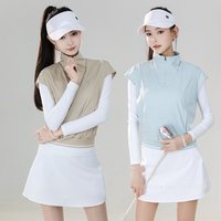 SG Golf Women Zipper Collar Shirt Women Fake Two-piece Long-sleeved T-shirt Autumn New Sports Skirts A-lined Golf Tennis Skort