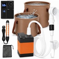 Tragbare Campingdusche mit Heizfunktion, 20-Liter-Wassereimer, wiederaufladbares Duschpumpen-Set, Outdoor-Reisedusche für Camping, Wandern, Tierpflege, Autoreinigung, Notfallgebrauch.